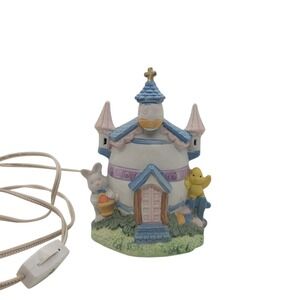 Vintage Easter Egg Castle Night Light Ceramic Bunny Chick Pastel Holiday Decor